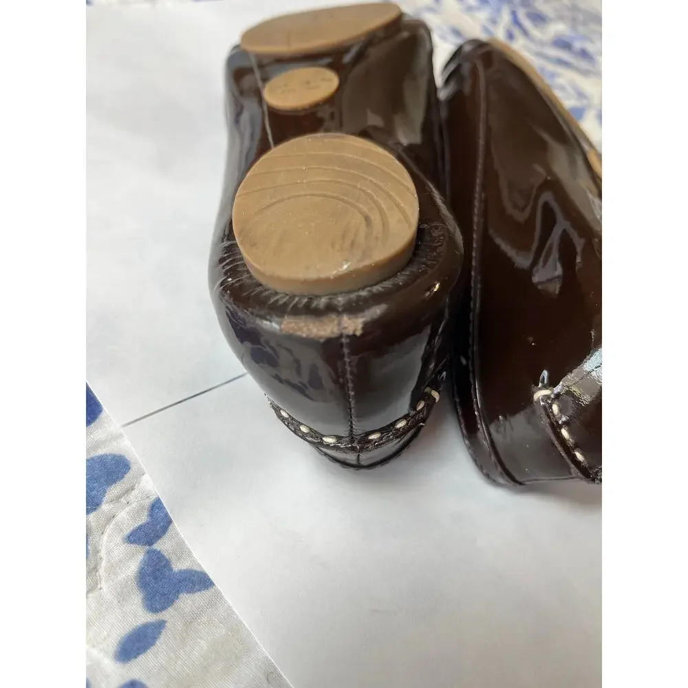 Kate Spade | Women's Sz 6 Patent Leather Lacey Loafer Dk Brown